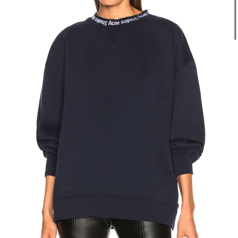 Acne Studios Yana AS Rib oversized navy logo sweatshirt